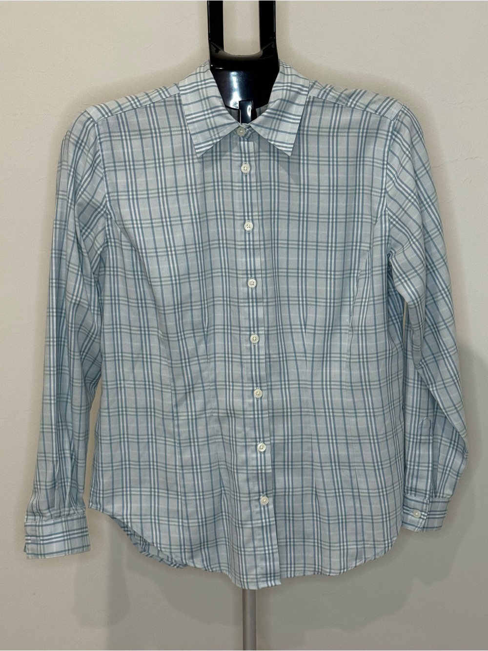 Van Heusen Men's Pale Blue Plaid Button-Up Dress Shirt